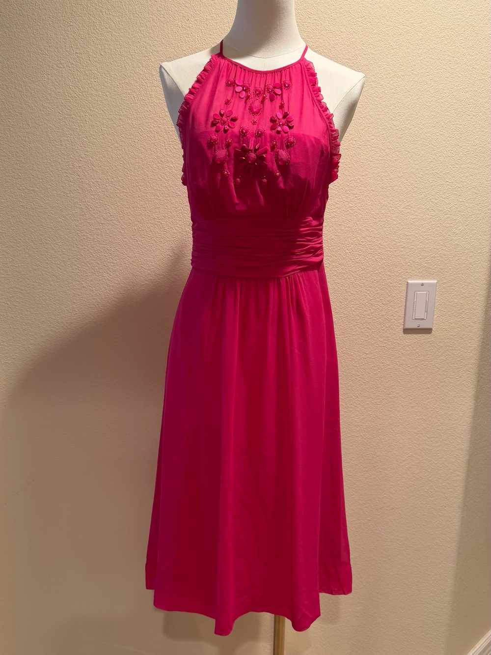 Monsoon NWT Livia, Pink Silk, Embellished Starlet dress, UK 8